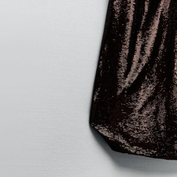 NWT Zara brown sequin long sleeve knit midi holiday dress, S - Picture 12 of 16